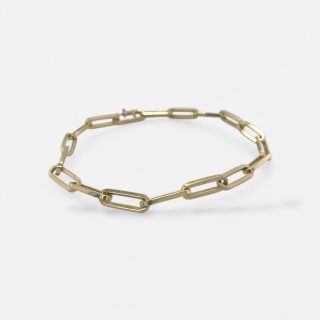 14 karaat massieve geelgouden paperclip armband - closed forever - Occasion #29266