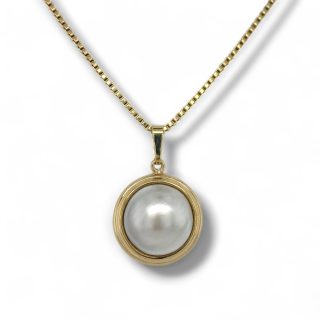 Hanger met Biwa-parel in 14 karaat geelgoud - vintage occasion hanger. #29262