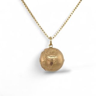 Wereldbol hanger van 14 karaat geelgoud - vintage occasion hanger. #29264