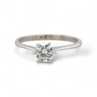 Witgouden Solitairring met briljant 0,4 crt TW.VS. 18 karaat occasion. # 28774