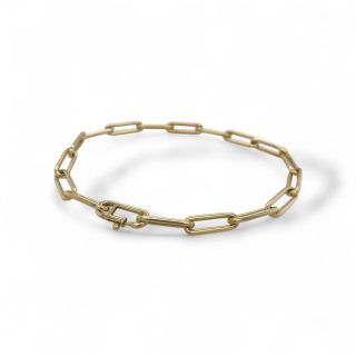 14 karaat massieve geelgouden paperclip armband - closed forever - Occasion #29288