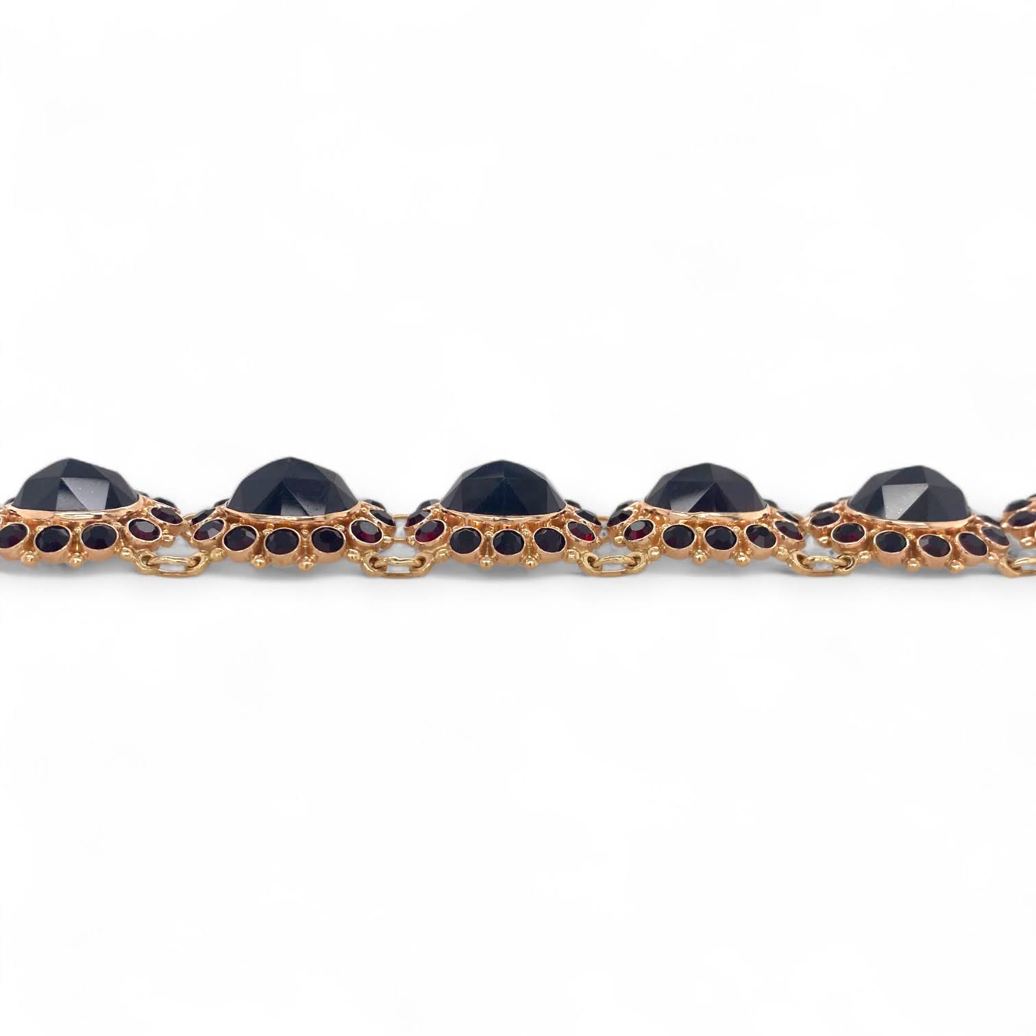 Gouden bootjes armband van granaat 14 karaat - occasion #29298 - Afbeelding 3