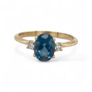 Gouden ring met saffier en diamant  #29314