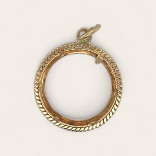 14 k gouden muntrand hanger voor gouden vijfje - occasion #29270