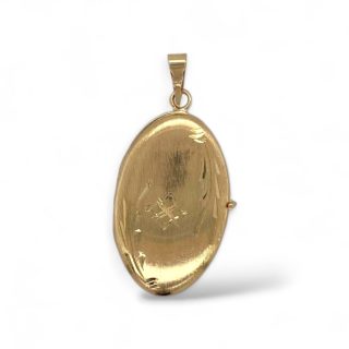 14 karaat gouden medaillon met fijne bloemgravure en gesatineerde afwerking