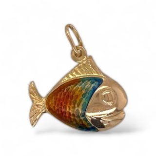 Geëmailleerde hanger vis - 18 karaat - Vintage #29366