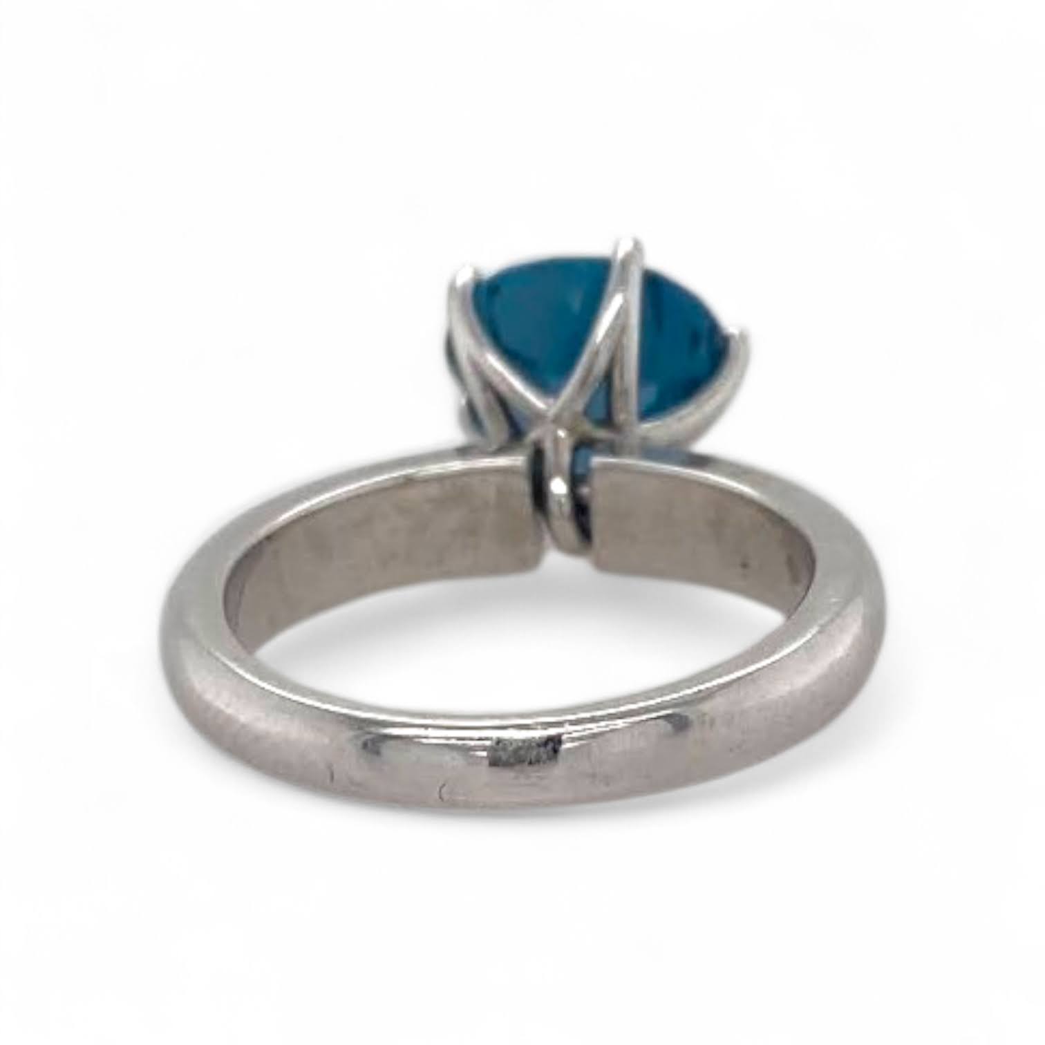 Witgouden tuimel penta ring met London Blue topaas en bezette band -14k #27276 - Afbeelding 3