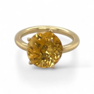 Geelgouden tuimel penta ring met citrien -14k - eigen atelier #25519