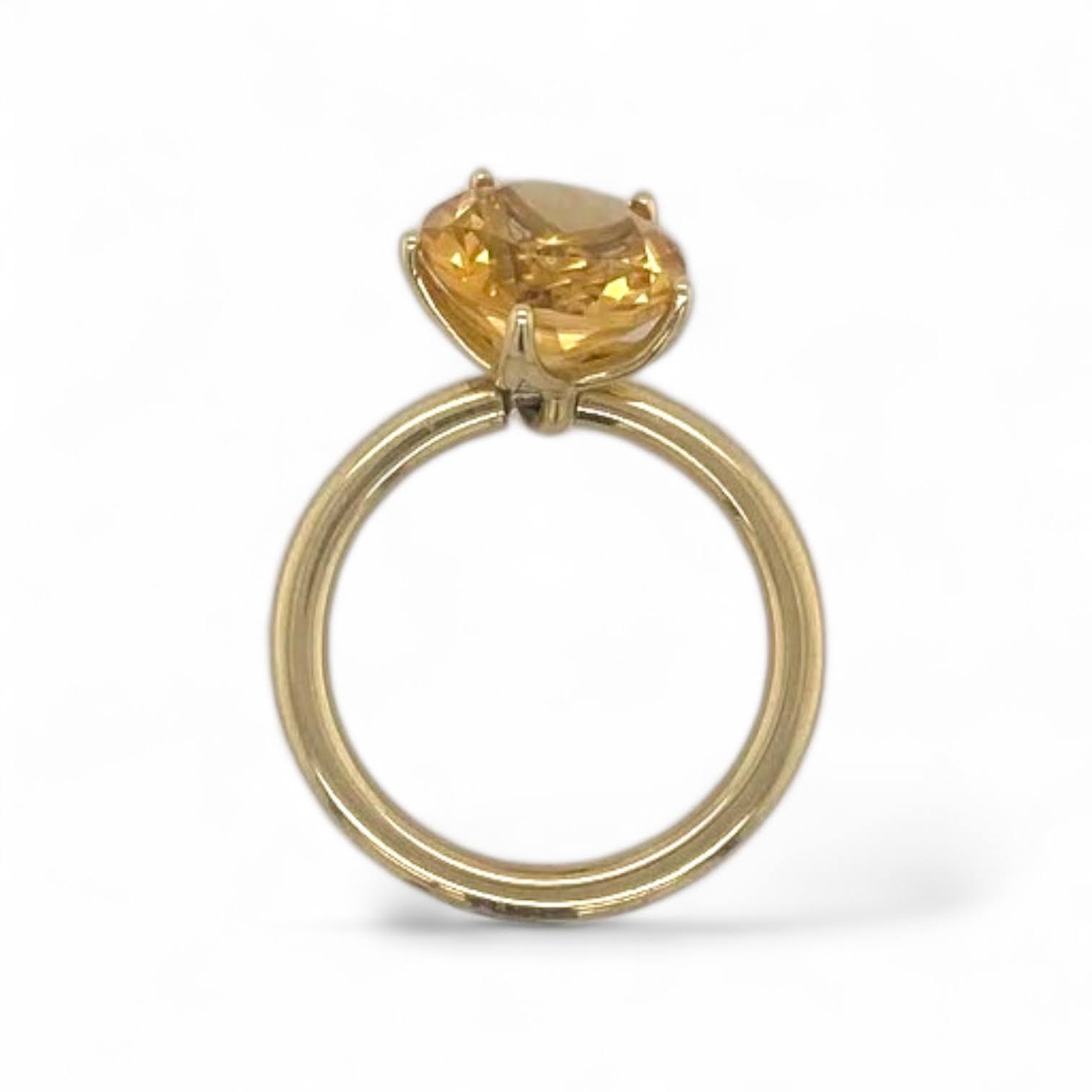 Geelgouden tuimel penta ring met citrien -14k - eigen atelier #25519 - Afbeelding 4
