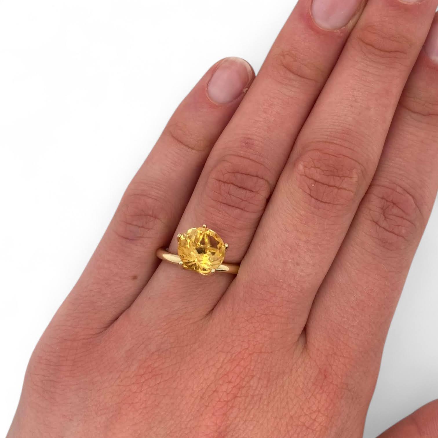 Geelgouden tuimel penta ring met citrien -14k - eigen atelier #25519 - Afbeelding 5