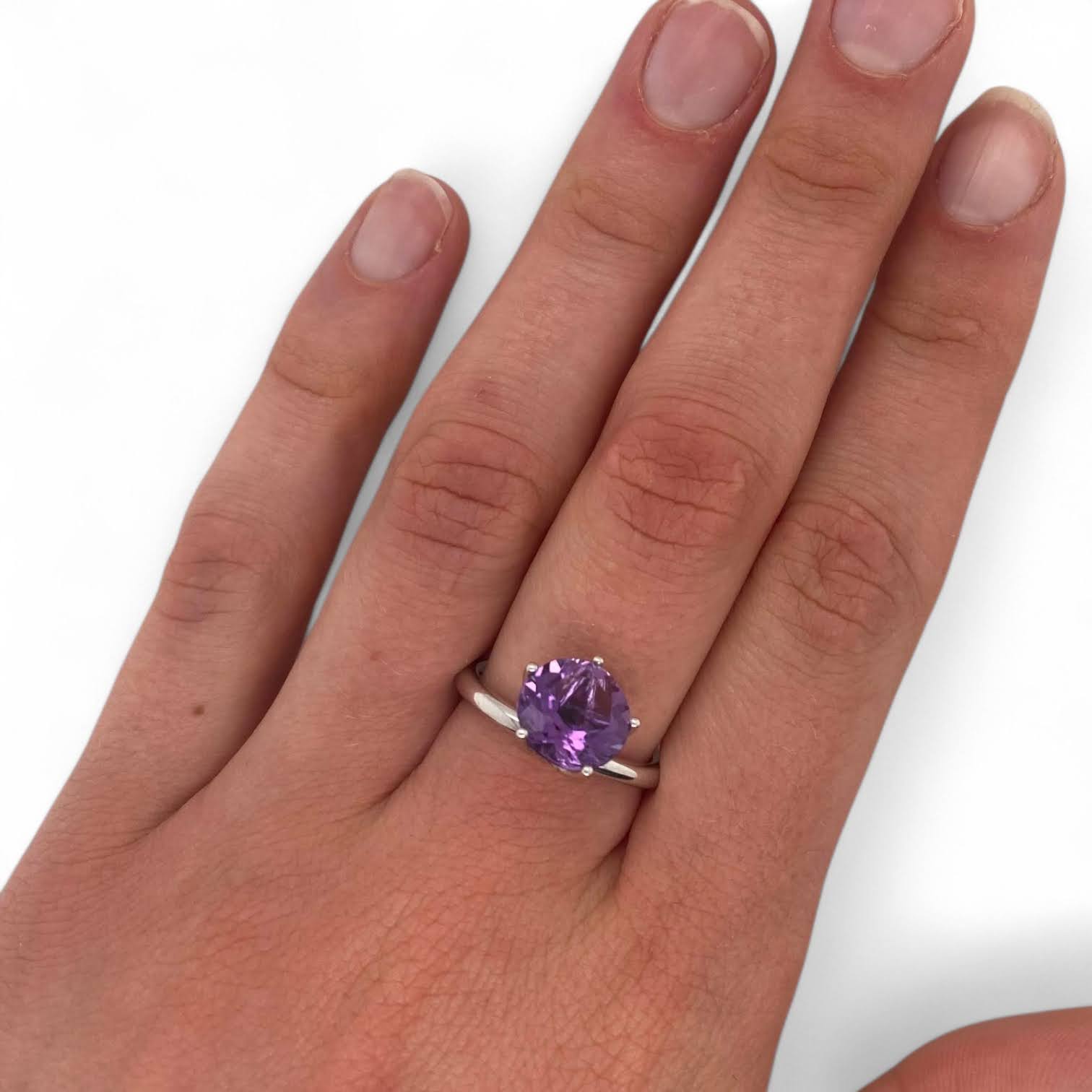 Witgouden tuimel penta ring met Amethist -14k #23532 - Afbeelding 4