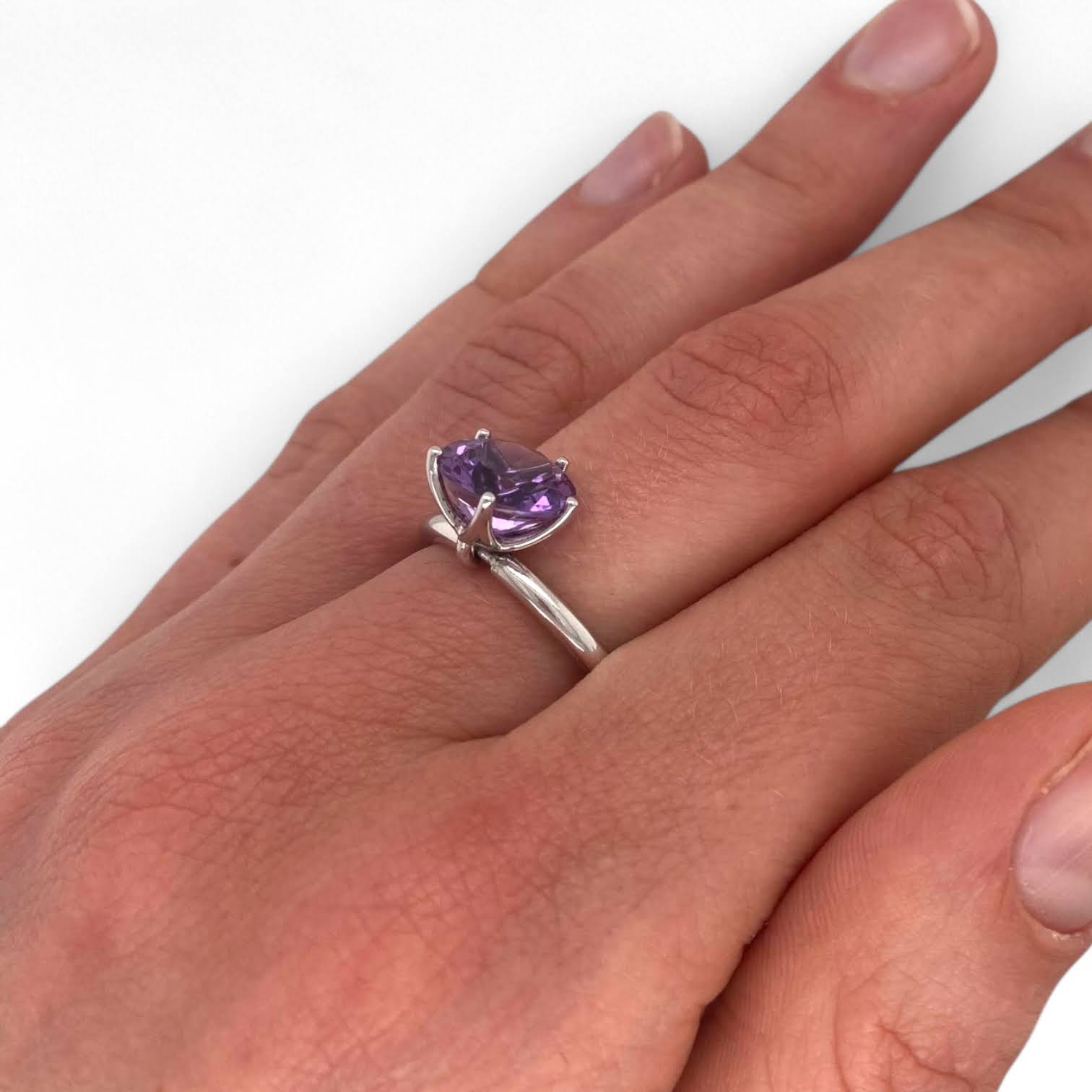 Witgouden tuimel penta ring met Amethist -14k #23532 - Afbeelding 5