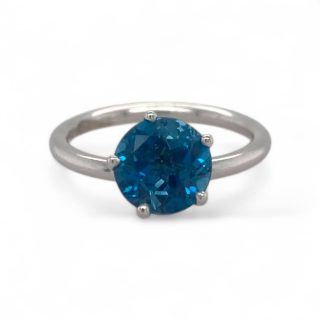 Witgouden tuimel penta ring met London Blue topaas -14k  #25380