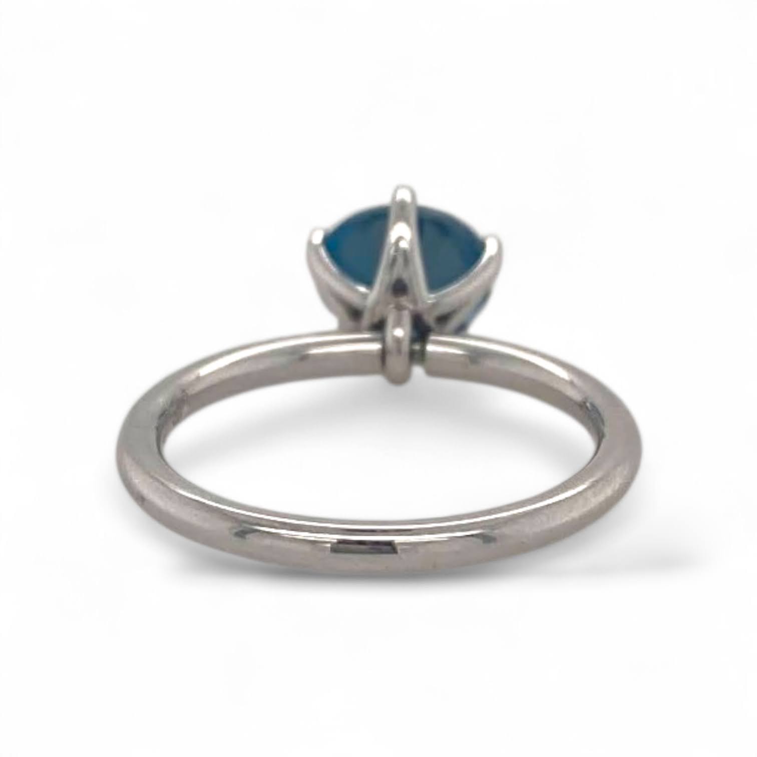 Witgouden tuimel penta ring met London Blue topaas -14k #25380 - Afbeelding 3
