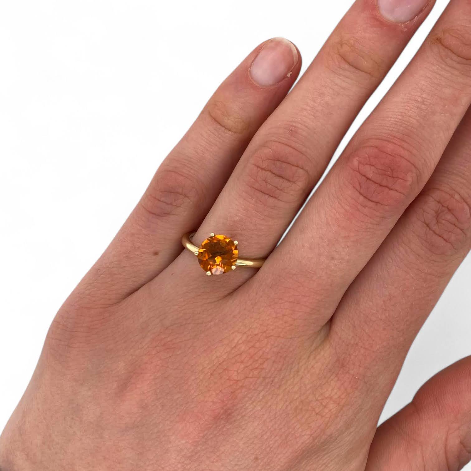 Geelgouden tuimel penta ring met palmier citrien -14k #24541 - Afbeelding 3