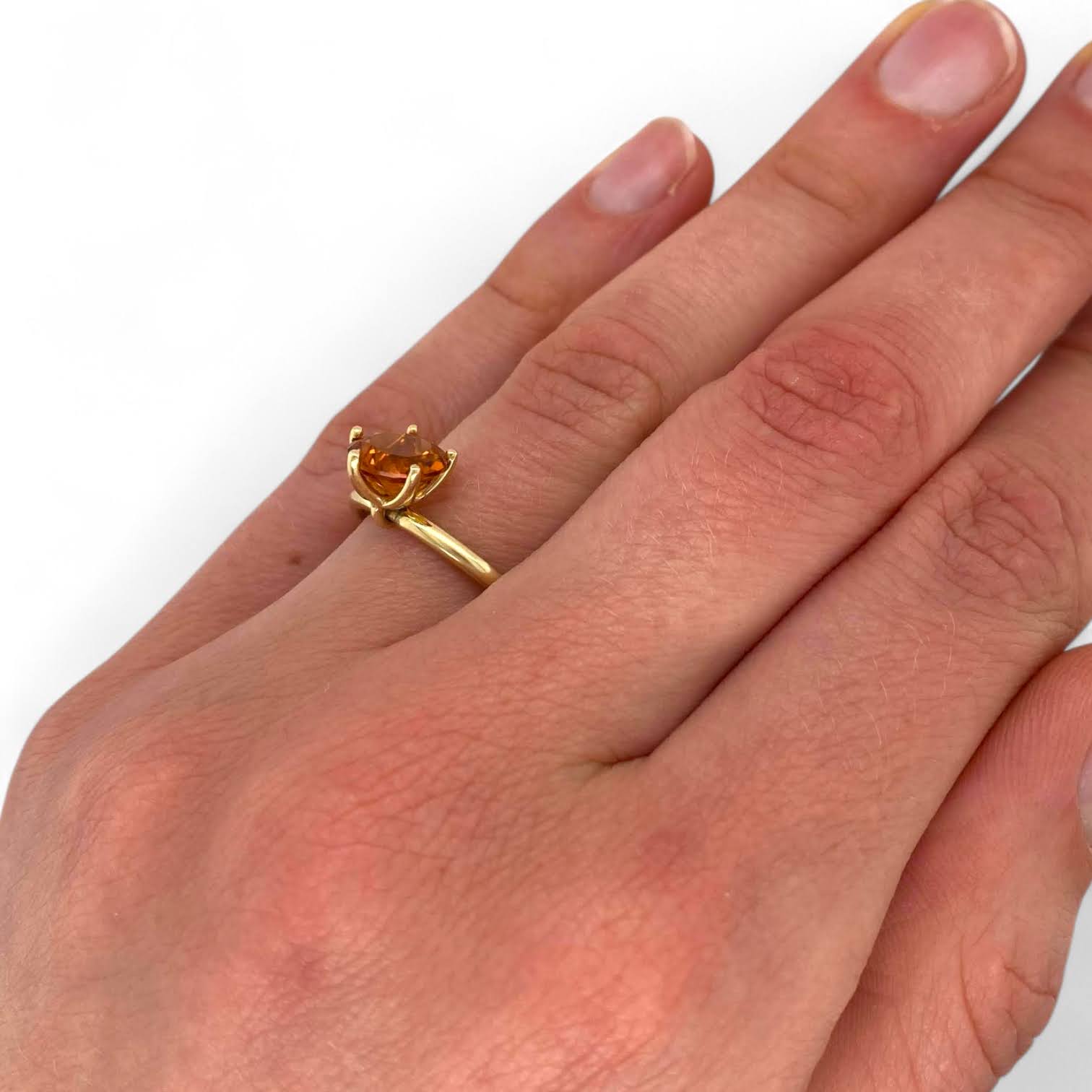 Geelgouden tuimel penta ring met palmier citrien -14k #24541 - Afbeelding 4