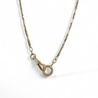 Vintage 14 karaat geelgouden collier met unieke horlogeketting schakels