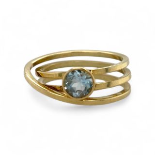 Gouden endless rope ring met aquamarijn - gemaakt in eigen atelier #25913