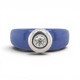 Blauwe damesring met diamant - platina en ceramiek - Charlotte Ehinger Schwarz #23416