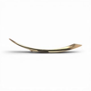 Vintage gouden broche in halve maan vorm met asymmetrisch gebogen design