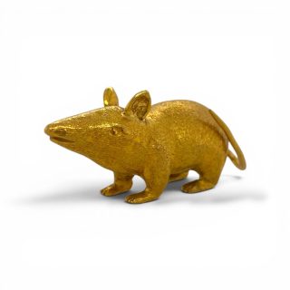 Massief 24k gouden rat beeldje – uniek kunstobject