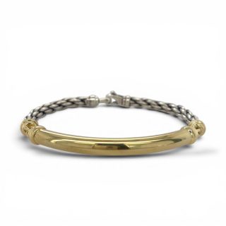 Vintage David Yurman herenarmband met cable design in sterling zilver en 18k gouden staaf
