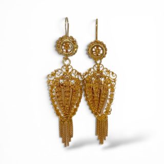 Antieke filigrana oorhangers van goud - 14k - occasion #27299