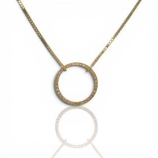 14 karaat geelgouden choker collier met diamanten hanger