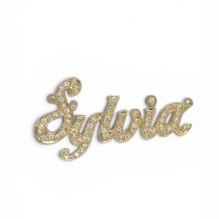 14k gouden naamhanger Sylvia bezet met diamanten