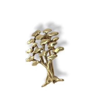 Vintage gouden broche in de vorm van een boom geïnspireerd op Japanse kunststijl