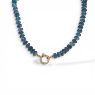 Kralencollier van London Blue topaas met gouden slot #29509