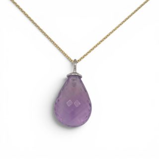 Briolette hanger van Amethist - 14 karaat witgoud #25584