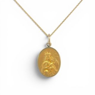 Gouden ovale Religieuze medaille - 14 karaat - vintage #29491