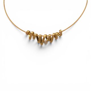 Gouden 'wikkel'hanger met diamant - 14 karaat - handgemaakt in eigen atelier #29485