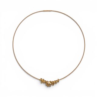 Massief gouden kabelcollier van 45 cm met getordeerde draad van 1,1 mm en elegante halfronde vorm.