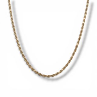 Massief 14 karaat geelgouden collier met een soepele koordschakel en een lengte van circa 59 cm.
