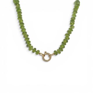 Kralencollier van peridot met gouden slot - 14 karaat #27763