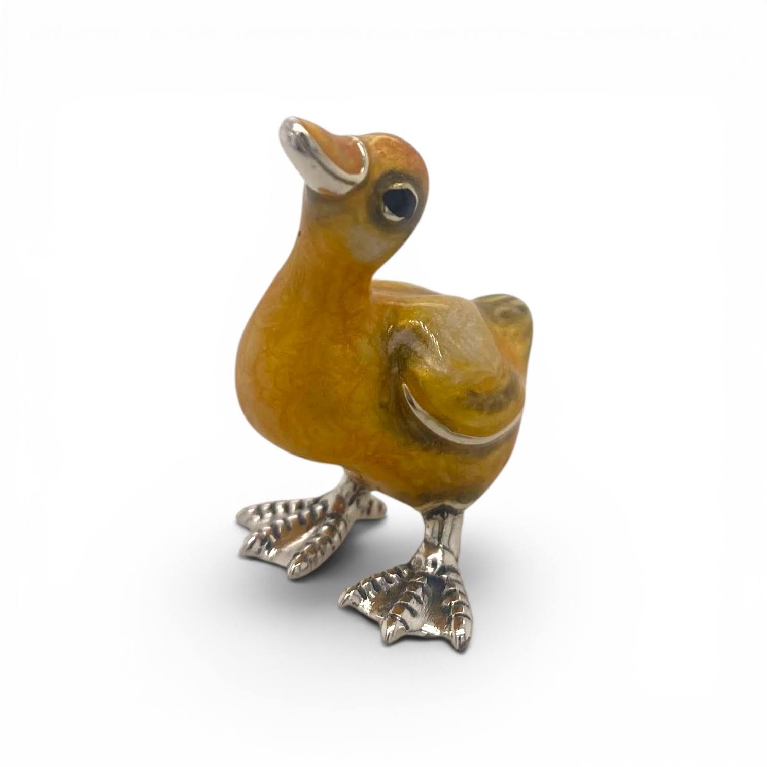 ganzenjong zilveren miniatuur met emaille saturno