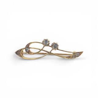 Vintage diamanten broche met bloemmotief - 14k - Vintage # 19075