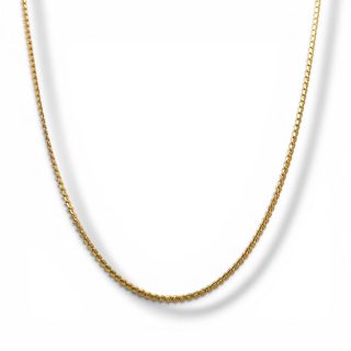 Massief gouden collier met een fijne, dicht geweven S-schakel en een lengte van circa 60 cm.