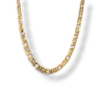 Vintage schakelcollier met brede hoekige schakels en spiegelende afwerking
