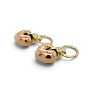 Vintage gouden creoolhangers met twee hartjes van 14 karaat geelgoud en roségoud