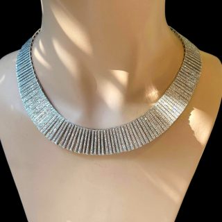 Groot diamanten chokercollier - Kraagketting - 18 karaat witgoud - Vintage #29557