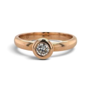 Roségouden ring met diamant in paddenstoelenzetting - 18 karaat rosé goud - #28486