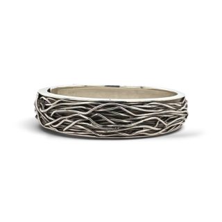 Handgemaakte stoere armband met gewikkeld draad in vogelnestmotief