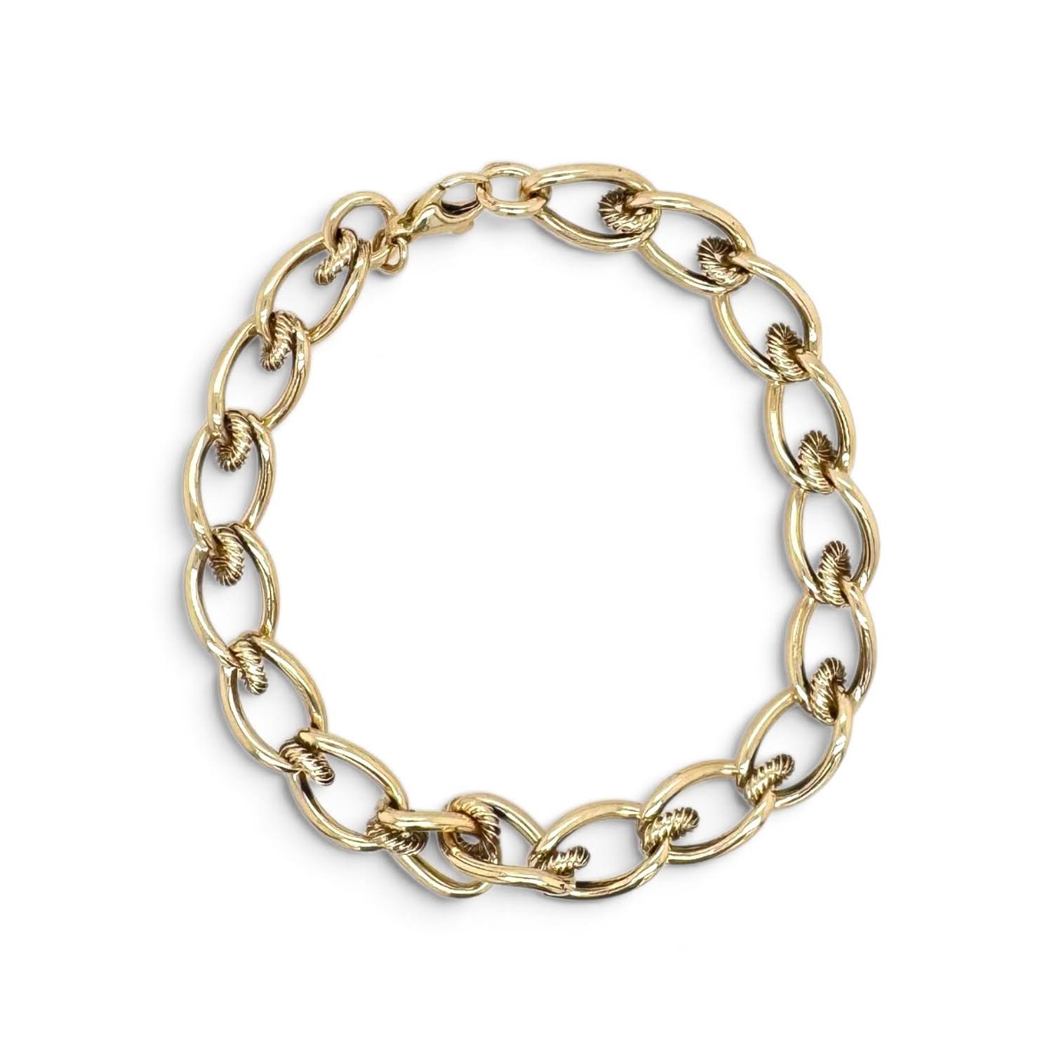 14 karaat massief geelgouden armband met open fantasieschakel