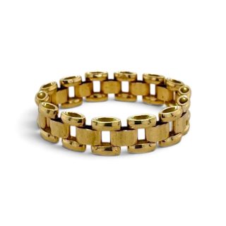 14 karaat gouden schakelring met open Rolex-schakel