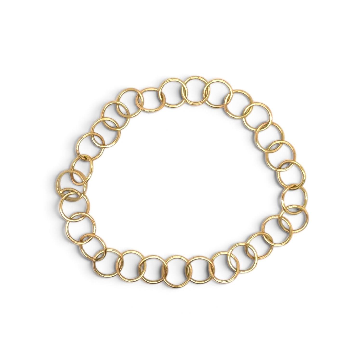 14 karaat geelgouden cirkelschakel armband handgemaakt
